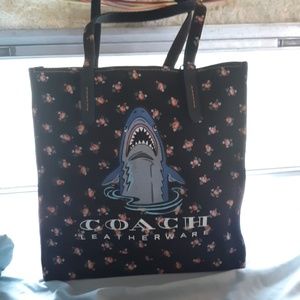 Authentic coach duffel bag with shark emblem
